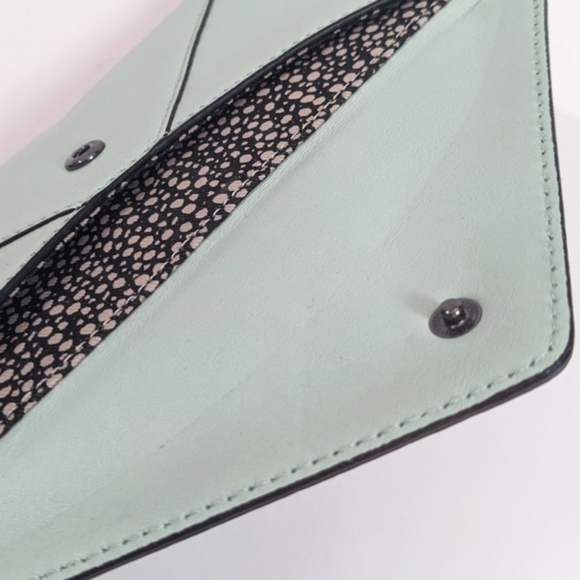 NWT Loeffler Randall Mint (Light Blue-Green) Leather "Zip Wallet" Wristlet - Picture 3 of 10